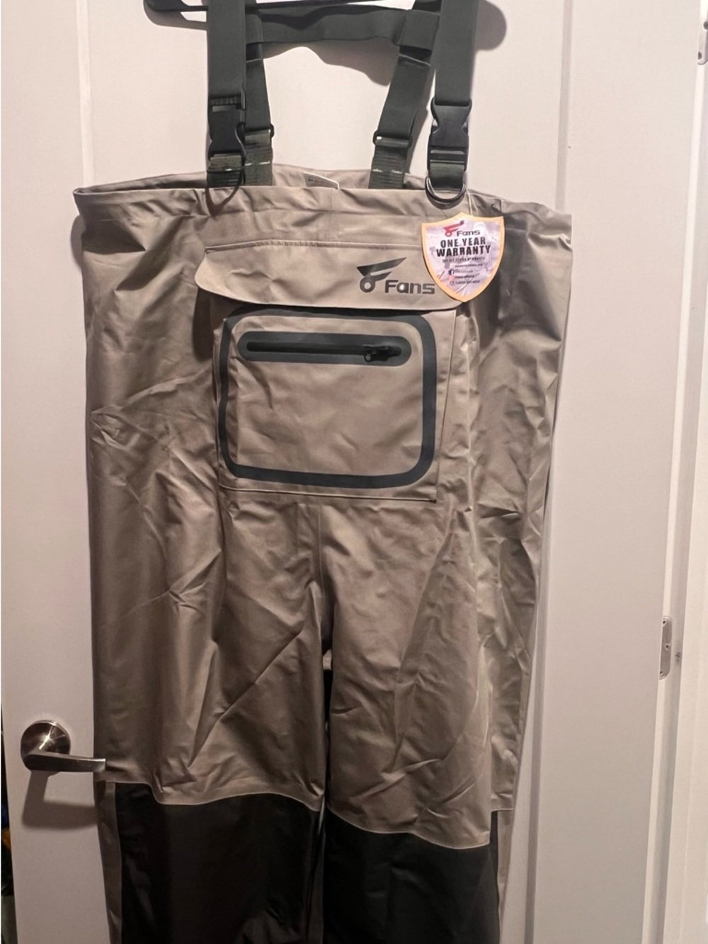 8Fans Waterproof Chest Waders w/ Suspenders Fishing Hunting Gray Black NEW